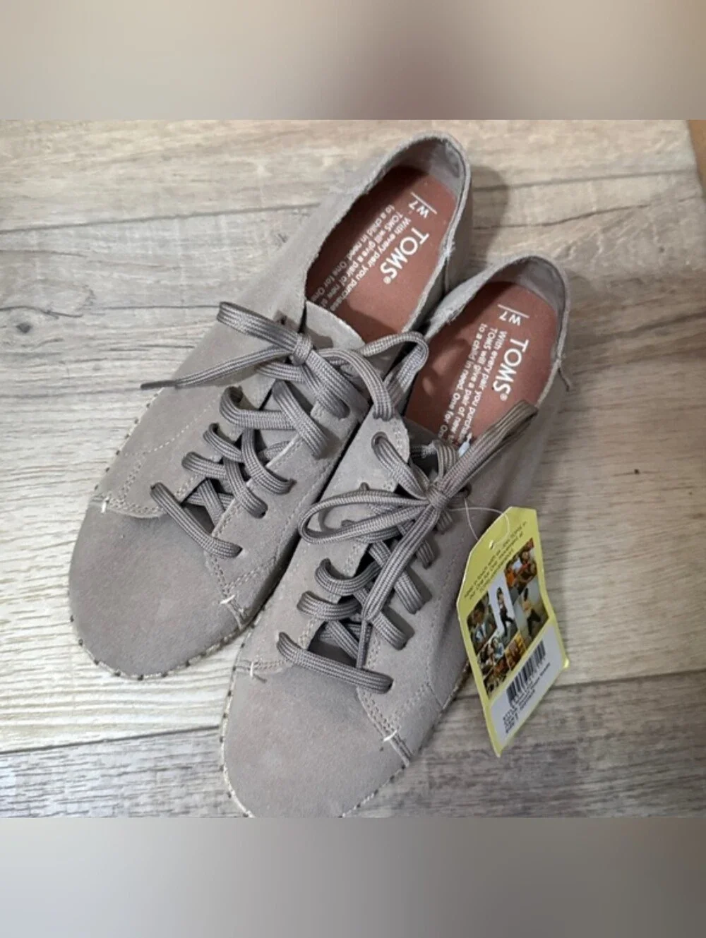 TOMS Suede Lace-Up Sneakers in Taupe